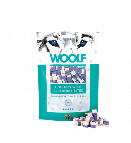 WOOLF CANE SNACK BOCCONCINI DI POLLO E MIRTILLI DA 100 GR