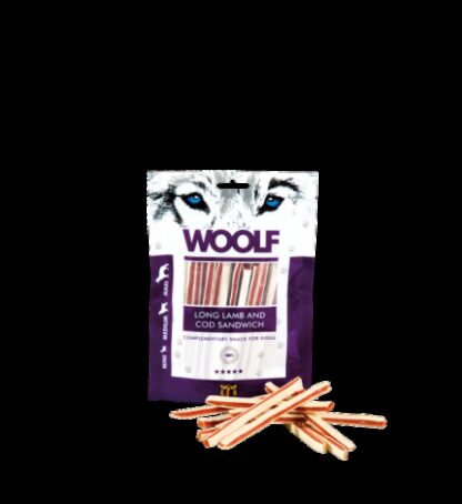 WOOLF CANE SNACK SANDWICH LUNGO DI AGNELLO E MERLUZZO DA 100 GR