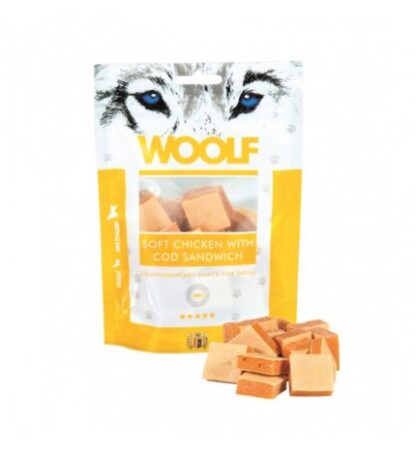 WOOLF CANE SNACK SANDWICH MORBIDO DI POLLO E MERLUZZO DA 100 GR