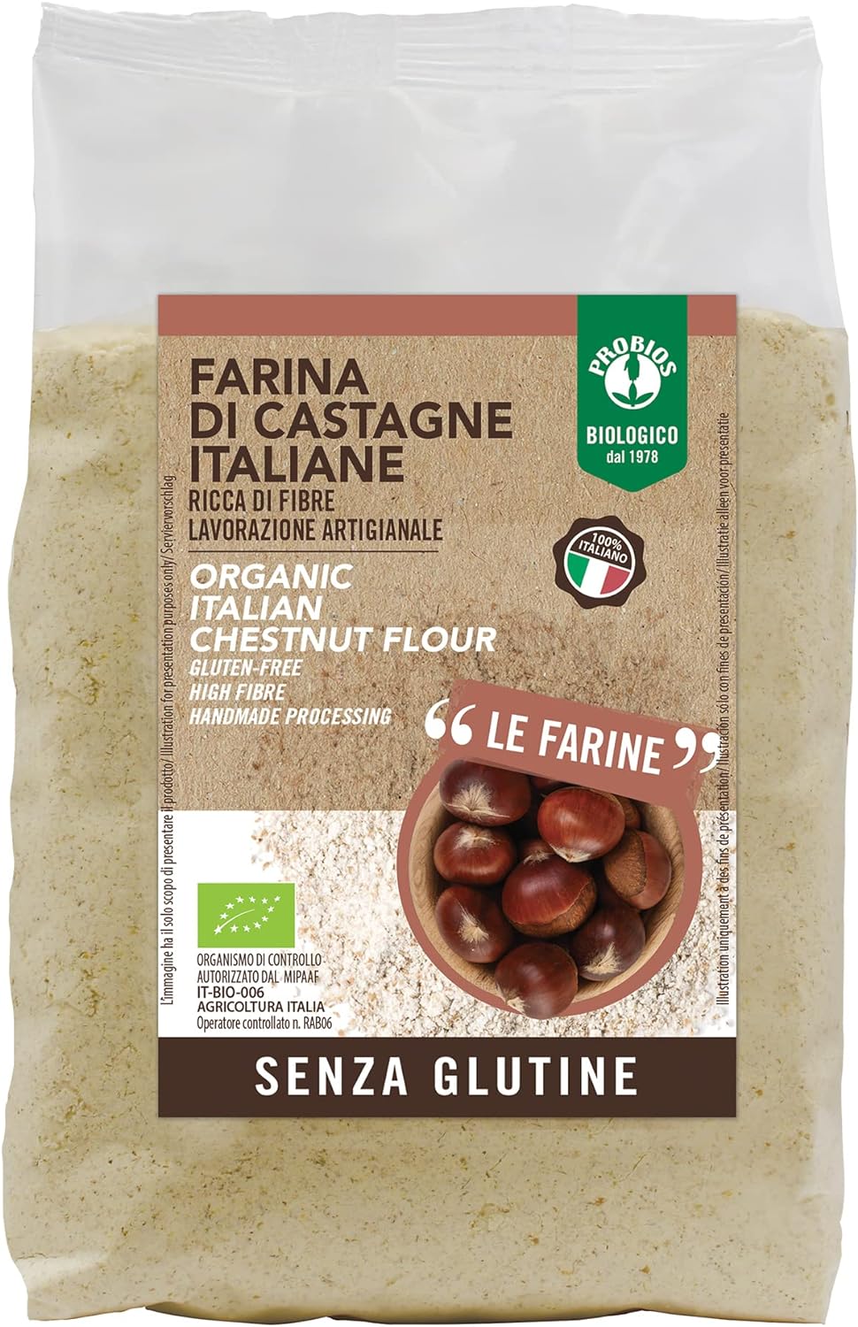 Probios Farina di Castagne Bio - Senza Glutine - Confezione da 375 g