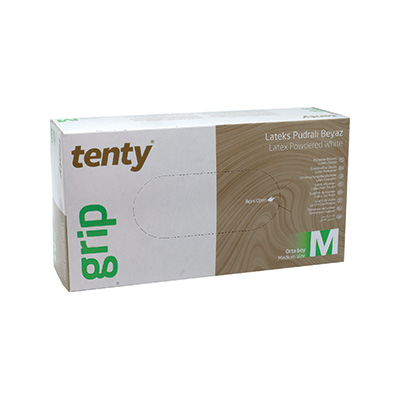 GUANTI IN LATTICE con polvere, elastici, naturali e confortevoli –  Taglia M