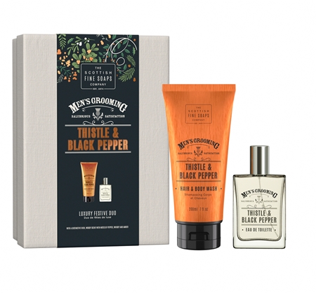 Scottish Fine SoapsThistle & Black Pepper Luxury Festive Duo confezione regalo per uomo