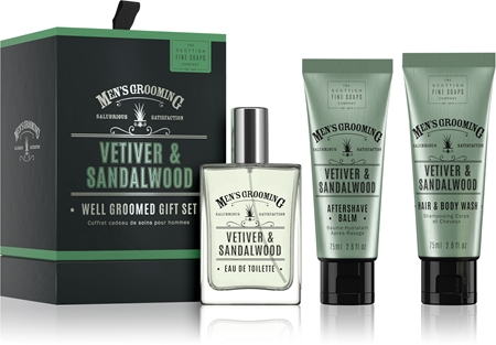 Scottish Fine SoapsWell Groomed Gift Set Vetiver & Sandalwood confezione regalo per uomo