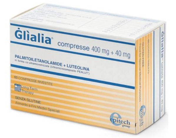 Produttore: EPITECH Codice articolo: 970150900 Глиалия 400+40 Продукты питания для специальных медицинских целей с пальмитоилэтаноламидом 400 мг и лютеолином 40 мг в ультрамикронизированной форме (ультракомпозит PEALUT). Не содержит глютен . Хранение Хранить при комнатной температуре. Срок действия в невскрытой упаковке: 36 месяцев. Блистер по 60 таблеток, покрытых оболочкой. Код 8161