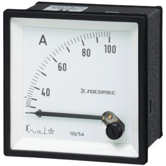 Amperometro analogico da pannello Socomec, max 100A, c.a., foro L 72mm x H 72mm