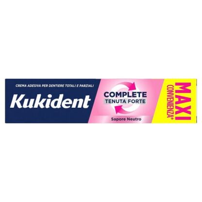 KUKIDENT Complete Tenuta Forte Sapore Neutro 70 g Crema Adesiva Per Dentiere Totali e Parziali