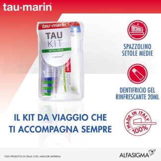 TAUMARIN Tau-Kit Da Viaggio Spazzolino Medio+Dentifricio
