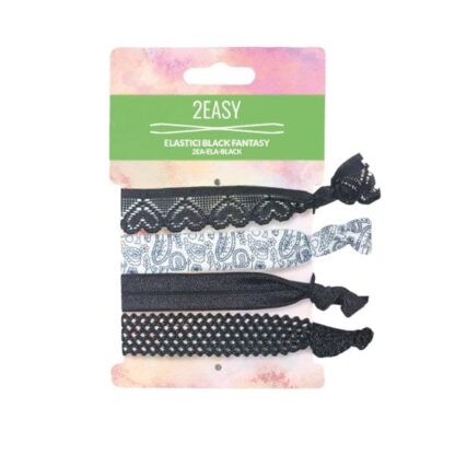 T TEX 2Easy Elastici Black Fantasy 4 Fasce Per Capelli