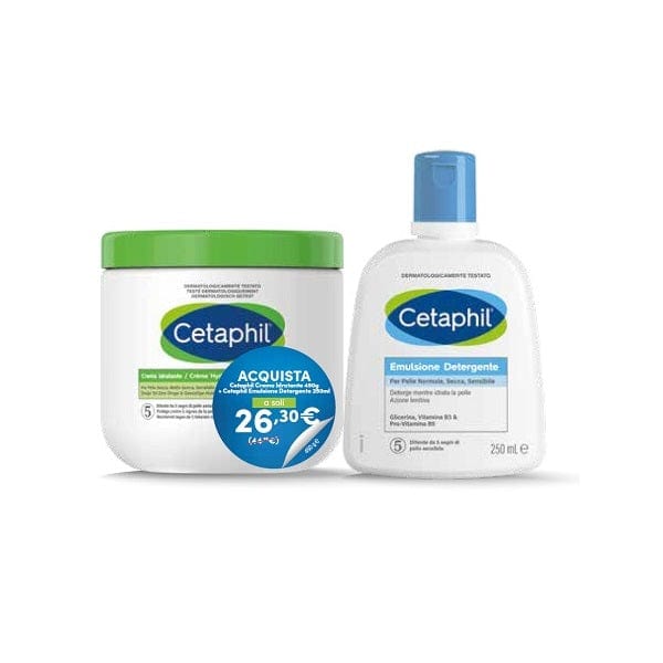 CETAPHIL Bipack Crema Idratante 450 g e Emulsione Detergente 250 ml