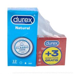 DUREX PROFILATTICO NATURALE 12ud +3ud sensitivo