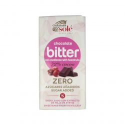 CHOCOLATE NEGRO 72% con nocciola e stevia 100gr.