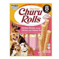 CHURU DOG ROLLS RICETTA DI POLLO CON SALMONE 1 SACCHETTO DI 8 STIC