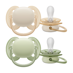 AVENT CHUPETE ULTRA SOFT 0-6 M CREMA/VERDE BAMBINO 2 UDS SCF09