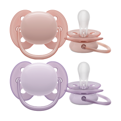 CHUPETE ULTRA SOFT 0-6 M ROSA/LILA BAMBINA 2 UDS SCF091/31