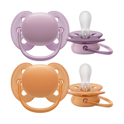 CHUPETE ULTRA SOFT 6-18 M LILA/ARANCIONE BAMBINA 2 UDS SCF091/33