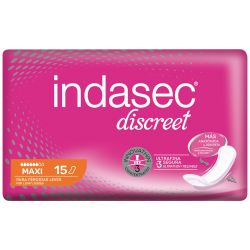 COMPRESA INDASEC DISCREET ABSO INC MAXI/LEGGERA 600 ML 15 UN 6