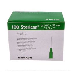 AGUJAS STERICAN 21G / 0,8X25MM VERDE 100UD VET