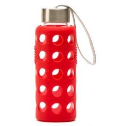 BOTTIGLIA BOROSILICATO con silicona rossa 300ml. BBO6