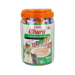 CHURU CAT VARIETÀ DI TONNO CON POLLO 50 BOLSE DA 4 STICKS
