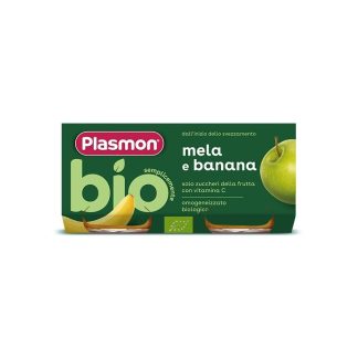 Plasmon Organic Homogenized Banana Apple 2Jars X 80 G