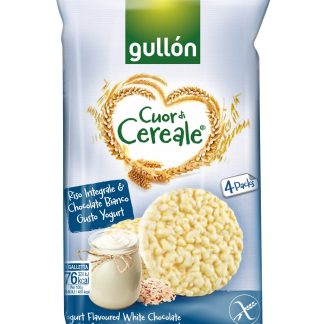 Gullon — безглютеновые рисовые лепешки из коричневого риса со вкусом белого шоколада и йогурта.