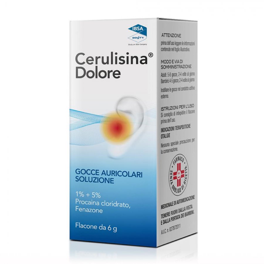 Cerulisina, Dolore 1% + 5% Gocce Auricolari, 6 g